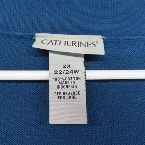 Catherines Cardigan Sweater Womens 2X 22/24W‎ Blue Open Front Elbow Sleeve Knit - Picture 4 of 8